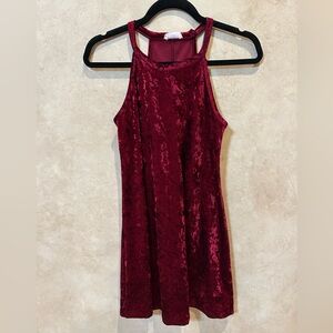 Pinc crushed Velvet Wine Red Dress small Y2K whimsigoth grunge Valentines